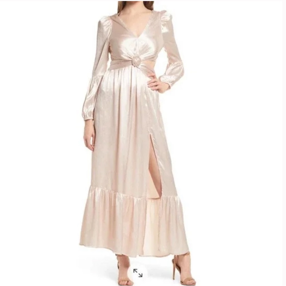 Rahi Leila Luster Long Sleeve Midi Dress New With Tags Size Medium Blush
